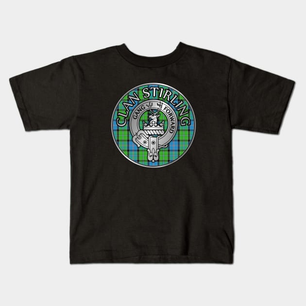 Clan Stirling Crest & Tartan Kids T-Shirt by Taylor'd Designs